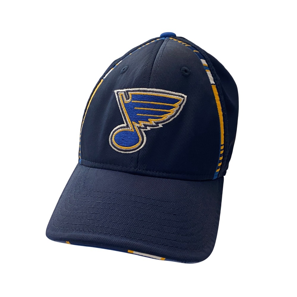 St. Louis Blues NHL Reebok L/XL Fitted Hat Cap Blue Flex‎ Fit NHL Logo